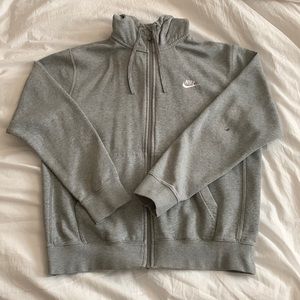 gray nike zipped up hoodie